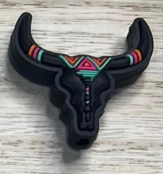 Focal Bead - Black Cow Skull