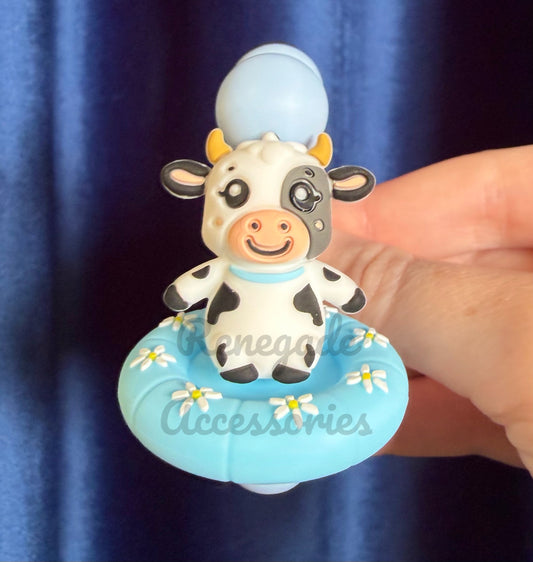 Silicone Charm - Cow Floatie - Blue