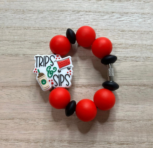 Silicone Charm - Trips & Sips Shopping Coffee